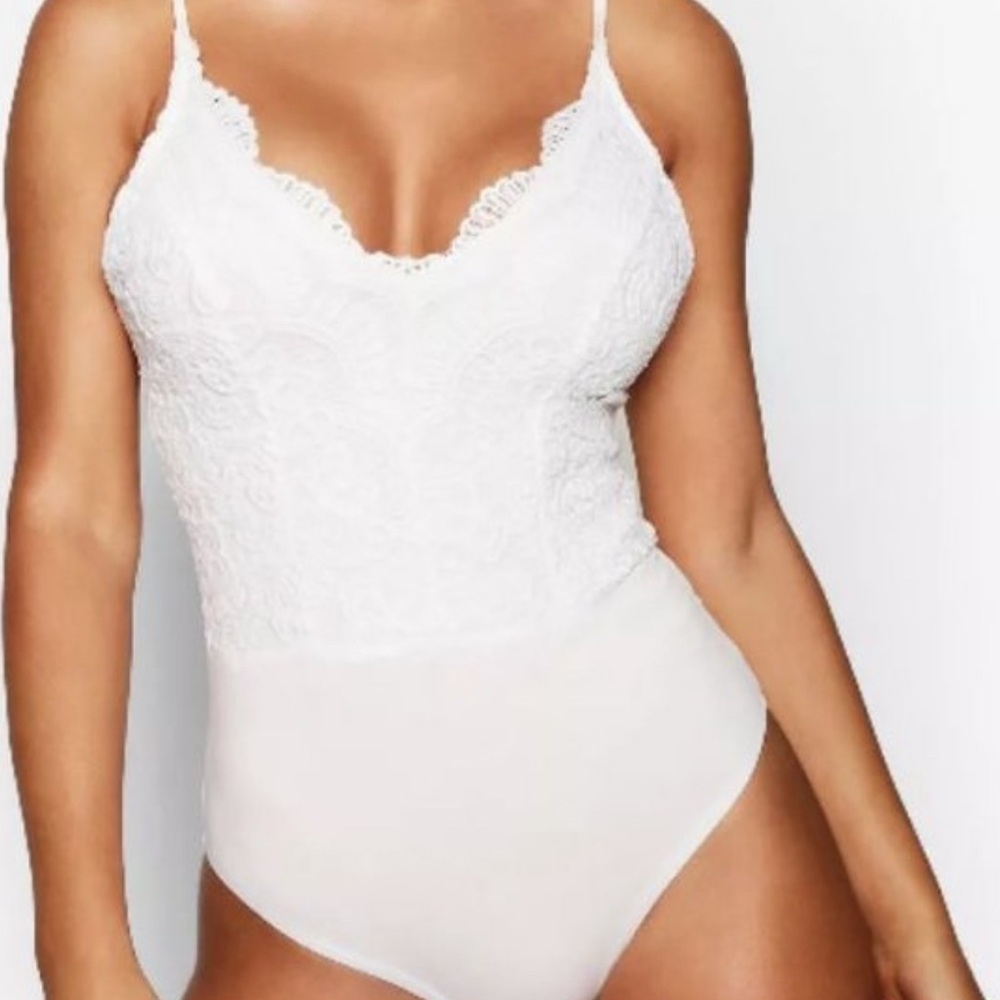 Boohoo White Lace Bodysuit